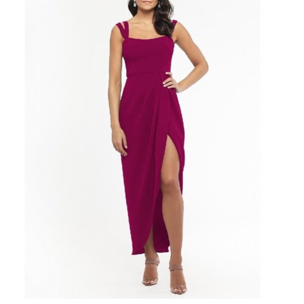 Xscape Double Strap Crepe Midi Dress